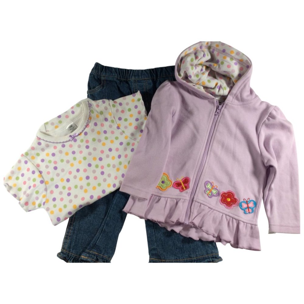 Size: 12M - Three Piece Outfit w/ Hoodie, Onesie & Jeans